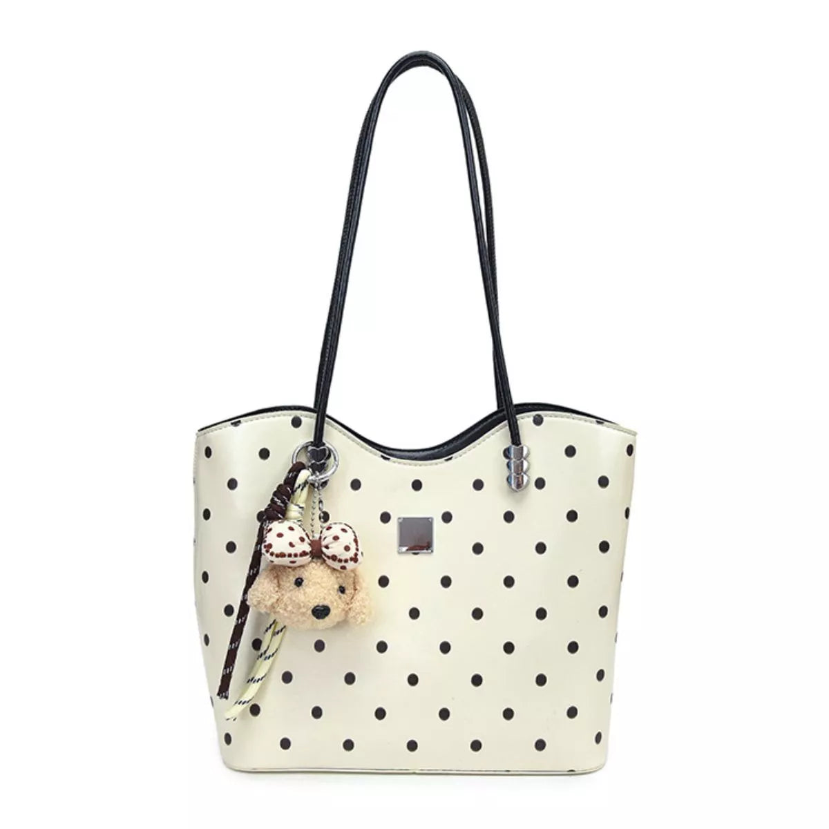 Polka Dot Shoulder Bag - White - View 6