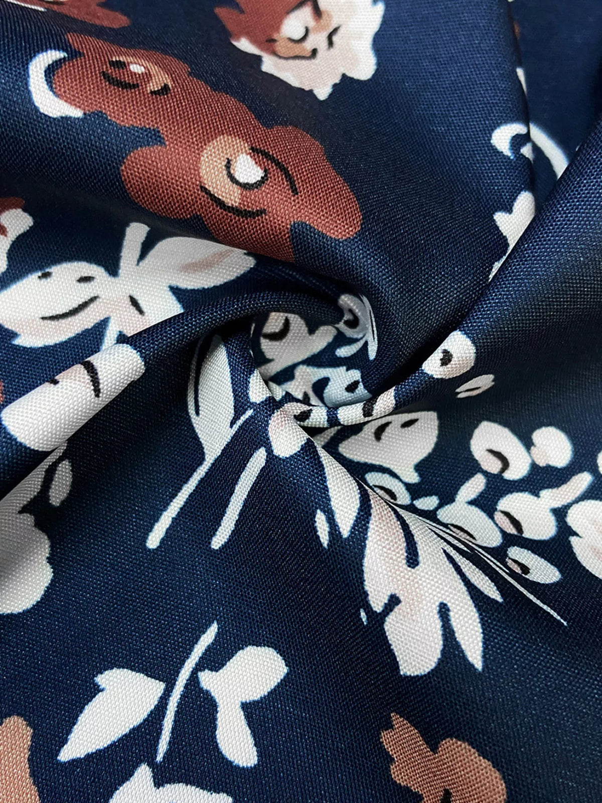 Printed Button-Down Long Sleeve Shirt - Navy - View 2