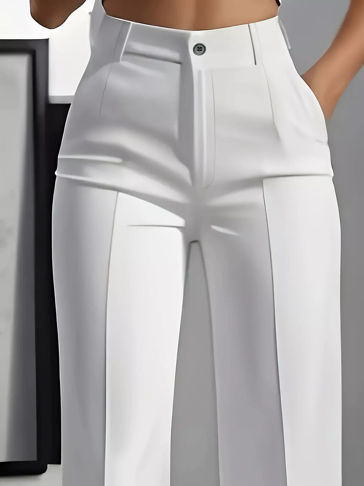 Full Size High-Waisted Wide-Leg Pants Plus Size - White - View 2
