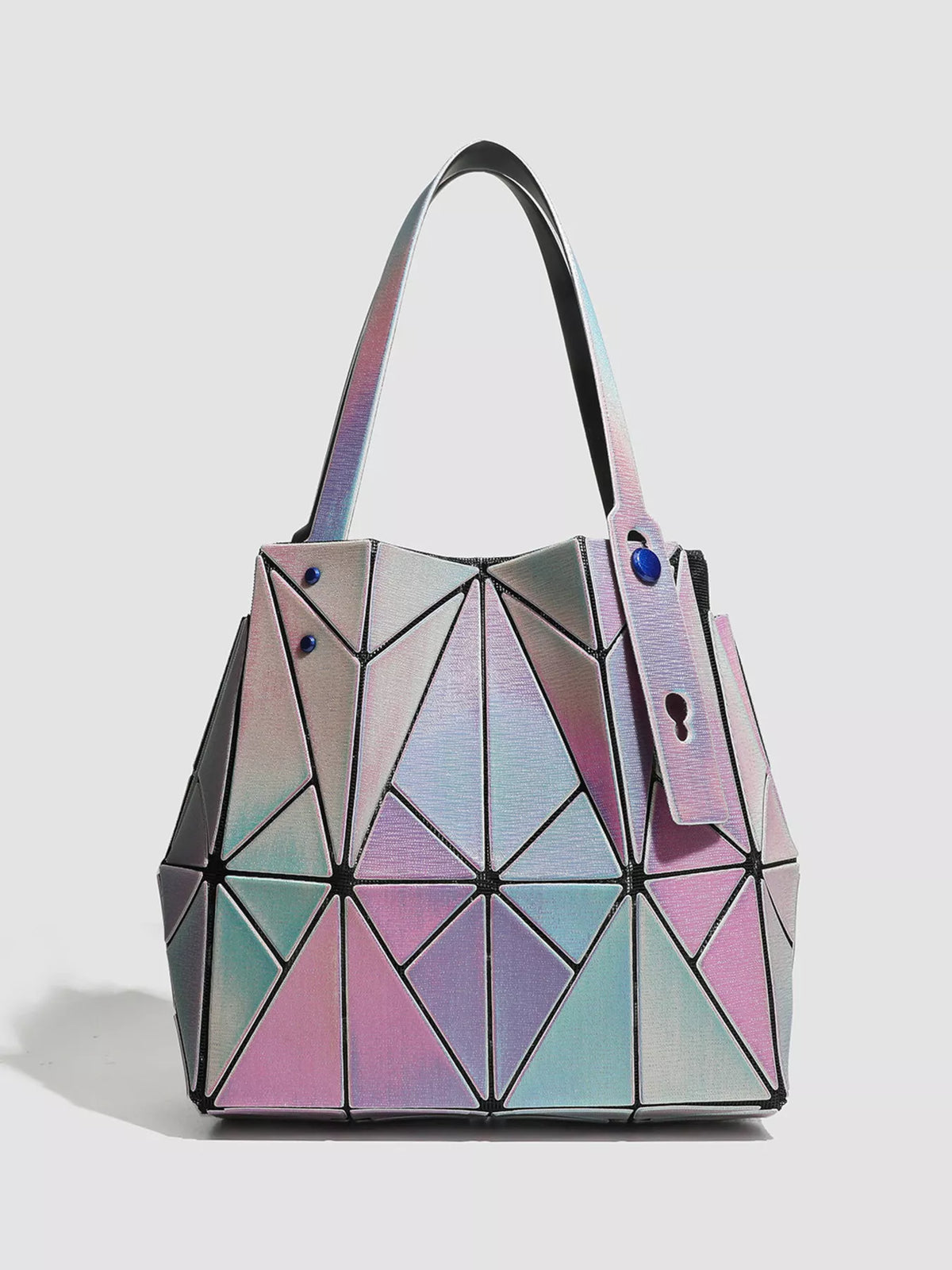 Geometric Iridescent Shoulder Bag - Purple - View 1