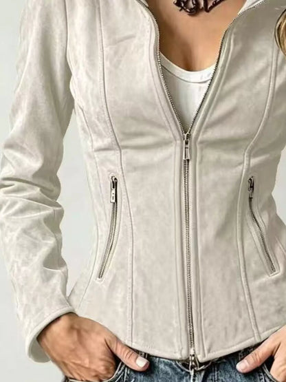 Slim-Fit Zip-Up Jacket - Beige - View 3