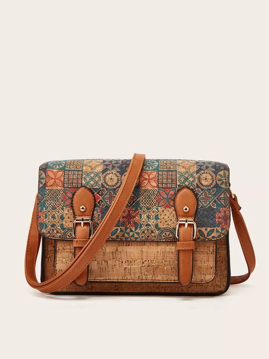 Vintage Pattern PU Leather Crossbody Bag - product photo 1