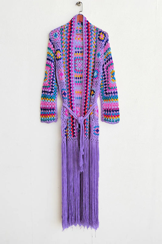 Fringe Tied Long Sleeve Cardigan - product photo 2