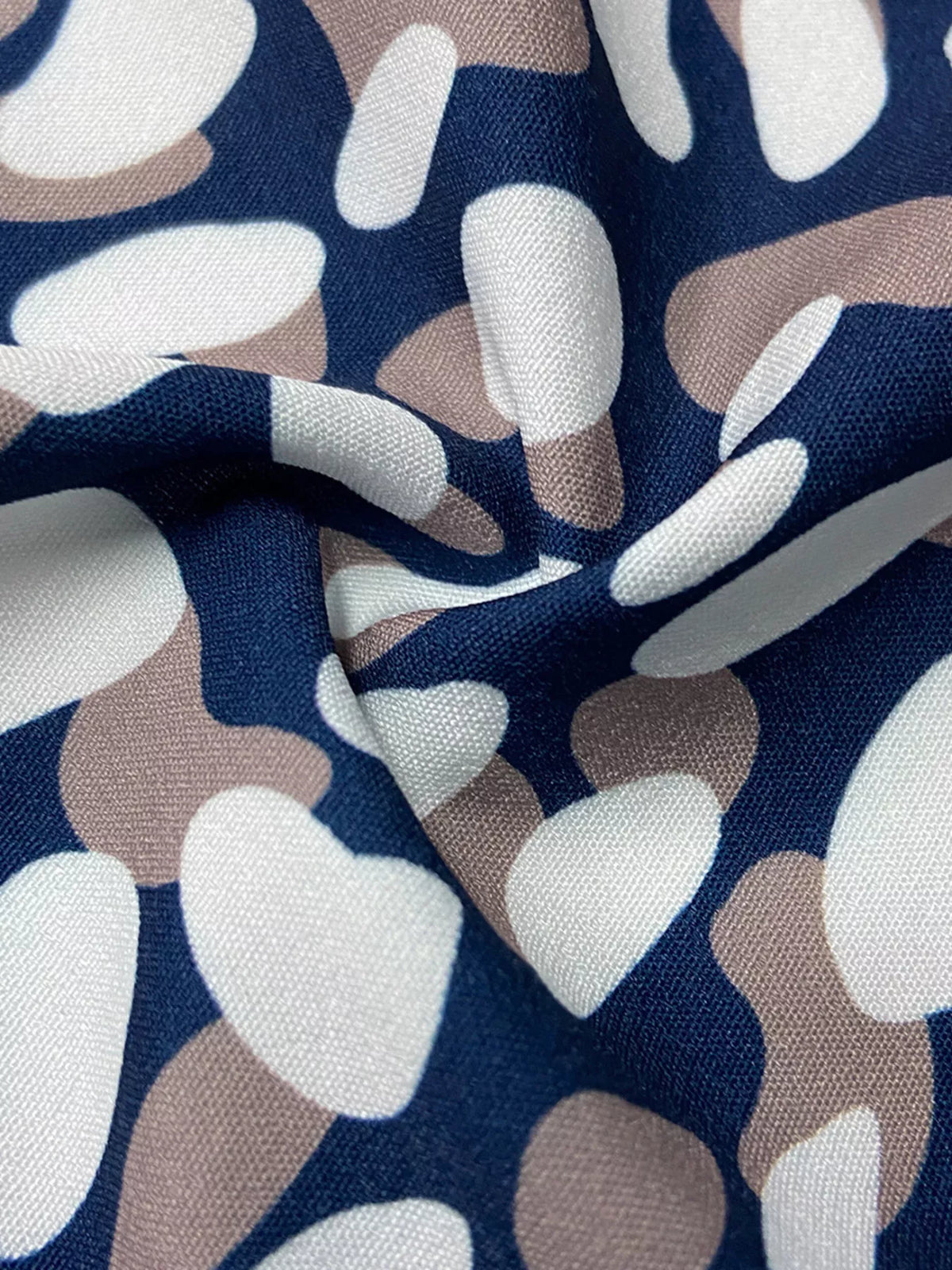 Printed Button-Down Long Sleeve Shirt - Dark Blue - View 2