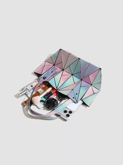 Geometric Iridescent Shoulder Bag - Purple - View 6