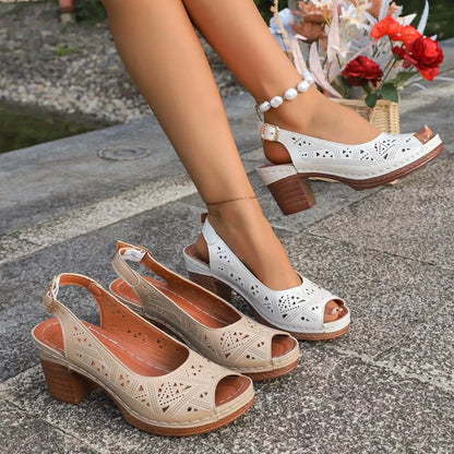 Open Toe Block Heels Sandals - Color comparison - View 1