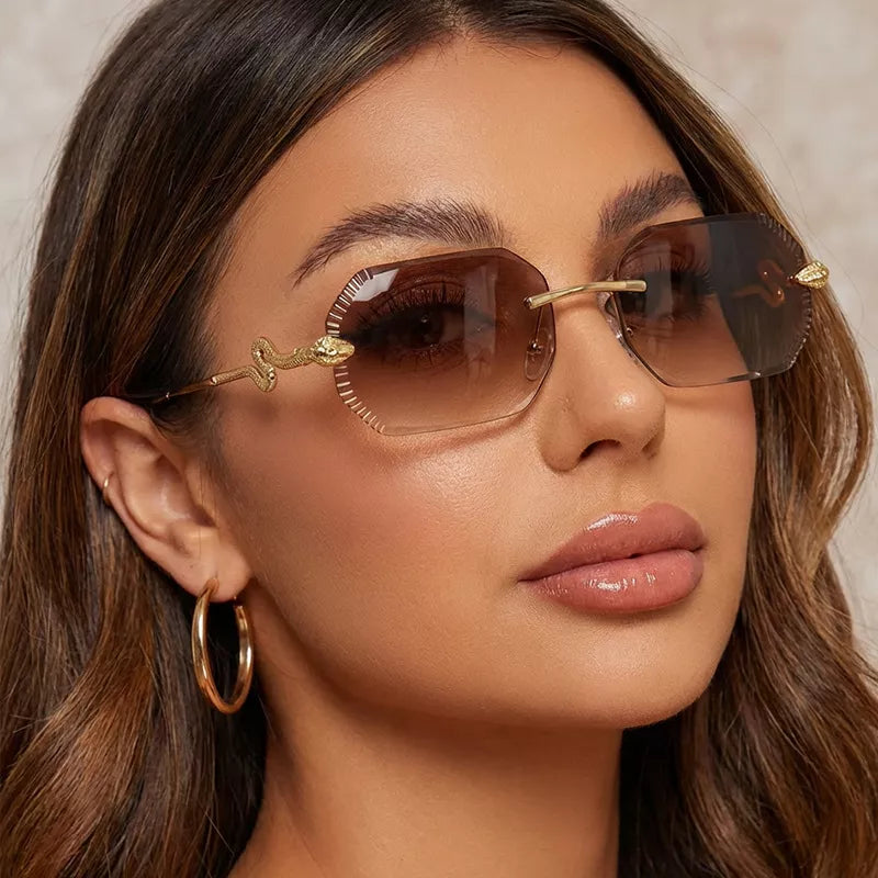 Rimless UV Protective Sunglasses - Caramel - View 3