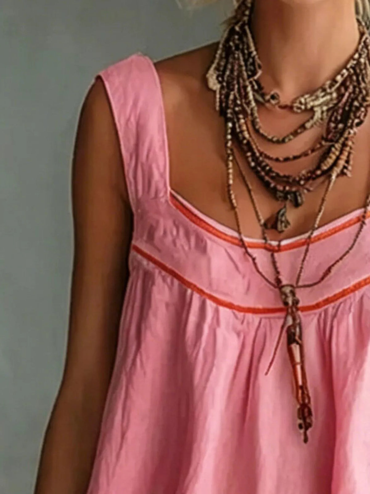 Full Size Sleeveless Tiered Mini Dress Plus Size - Pink - View 2