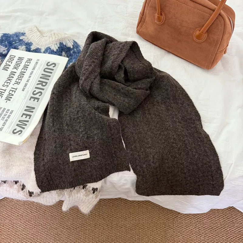 Texture Knit Winter Scarf - Dark Gray - View 6