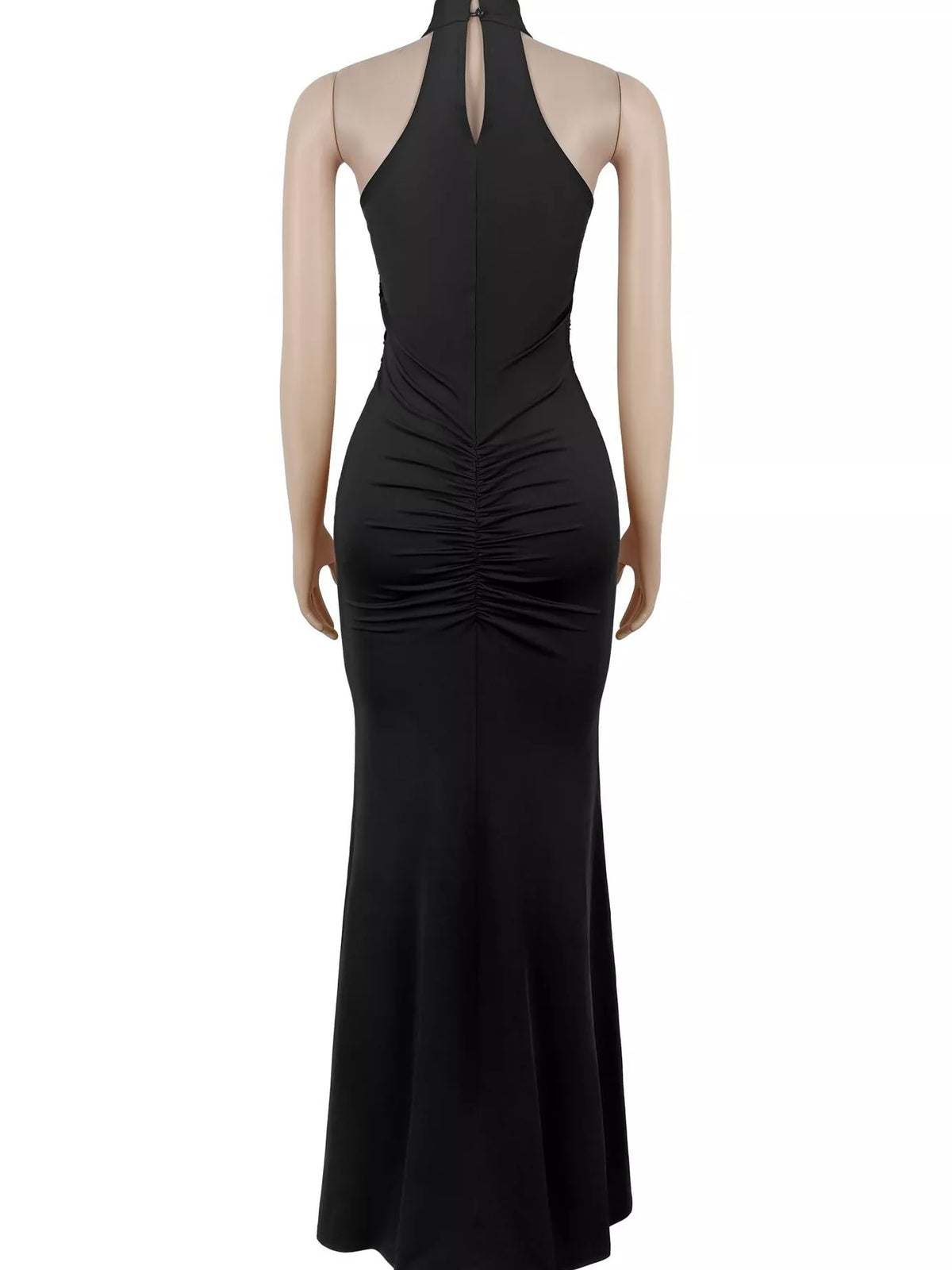 Sequin High Slit Sleeveless Maxi Dress - Black - View 5