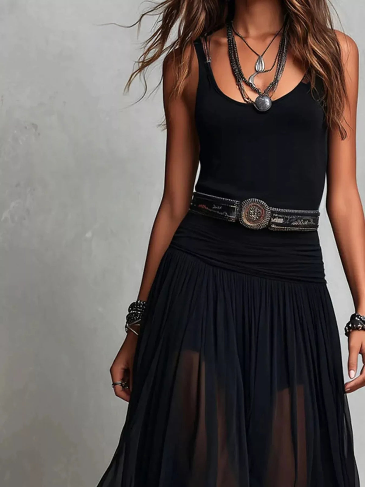 Full Size Scoop Neck Sleeveless Maxi Dress Plus Size - Black - View 5