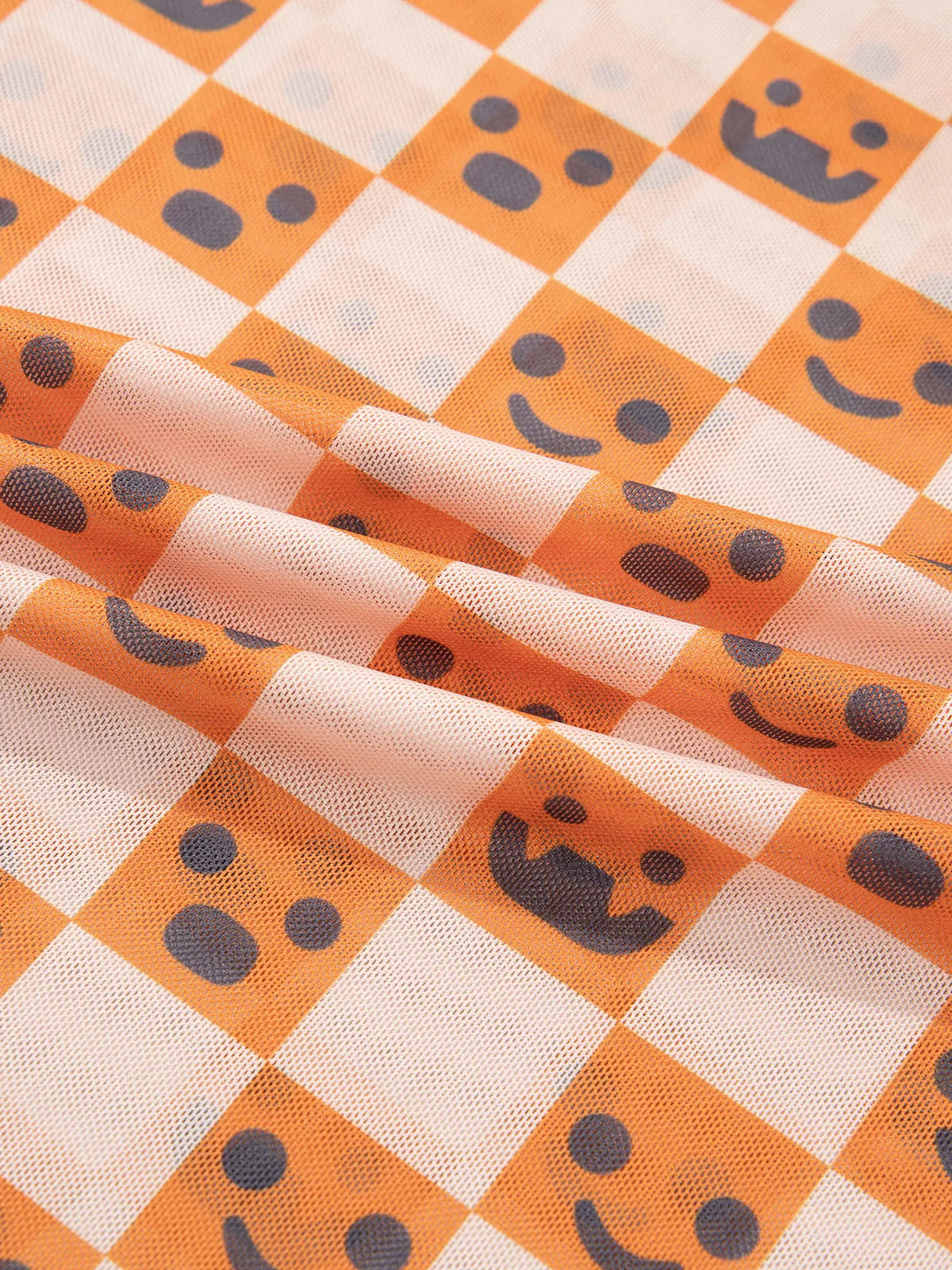 Abstract Halloween Pattern Long Sleeve Mock Neck Blouse - Sherbet - View 10