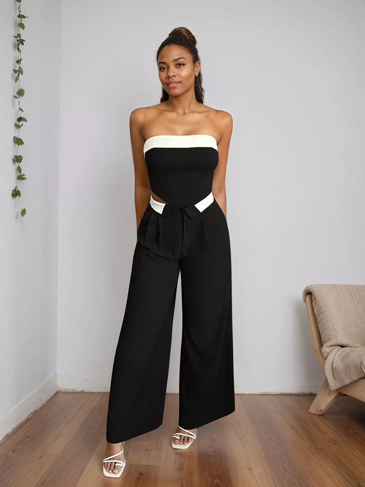 Wide Leg Pants - Black - View 3