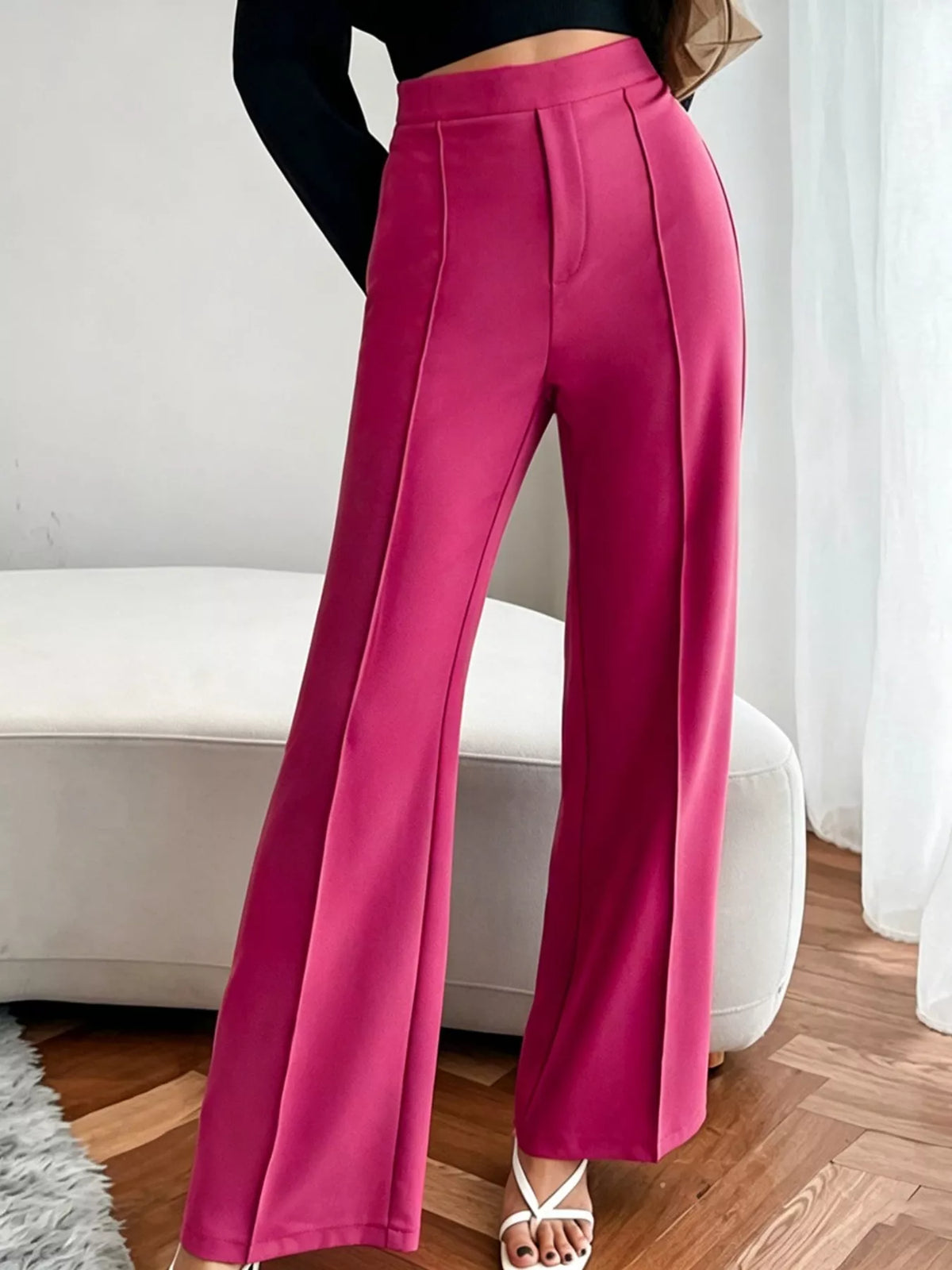 High Waist Flare Pants - Cerise - View 9