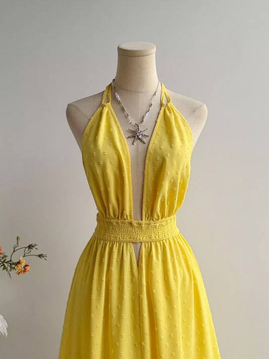 Swiss Dot Halter Neck Dress - product photo 2