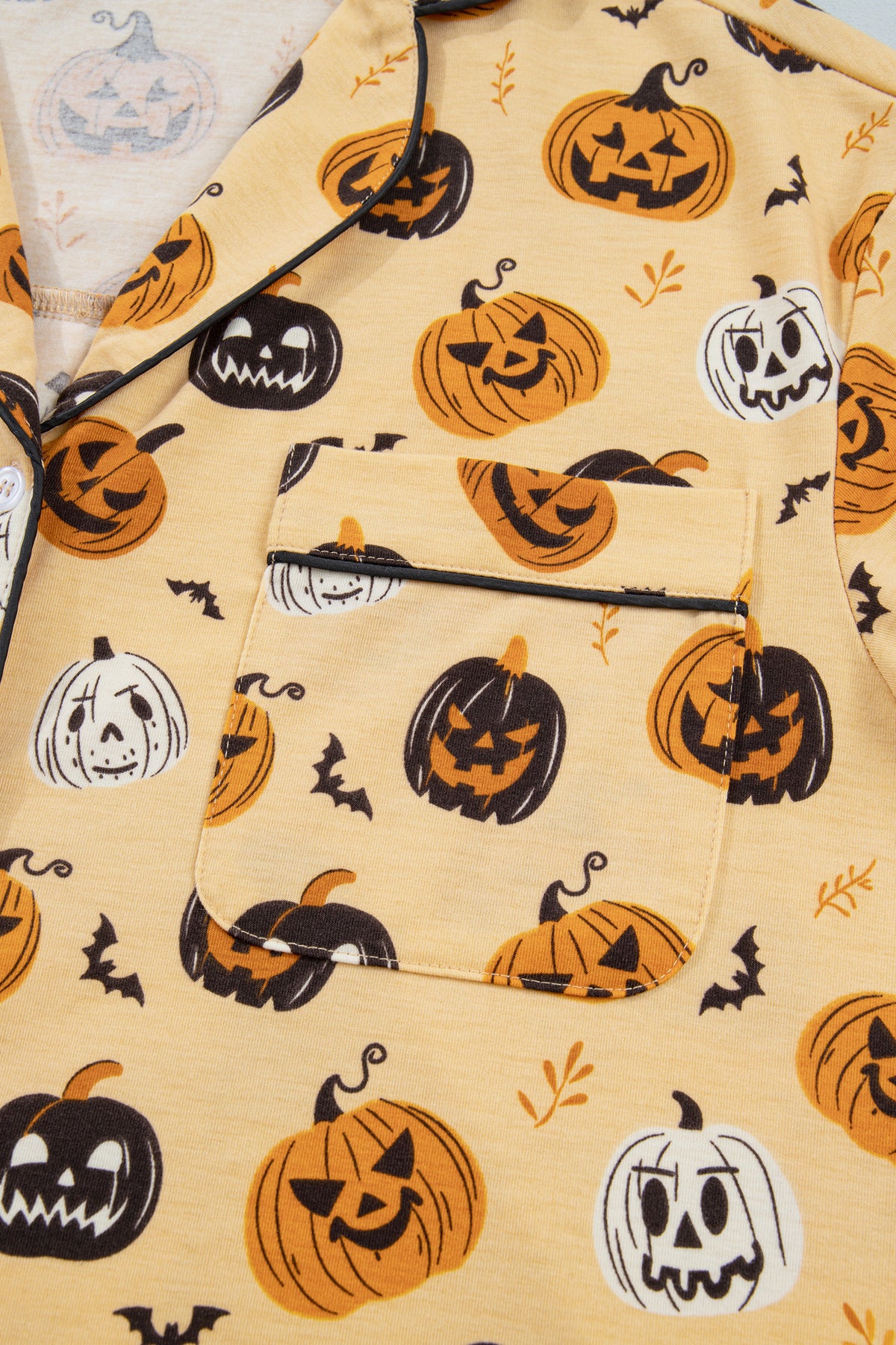 Orange Long Sleeve Ruffle Pumpkin Face Print Two Piece Lounge Set - product photo 15
