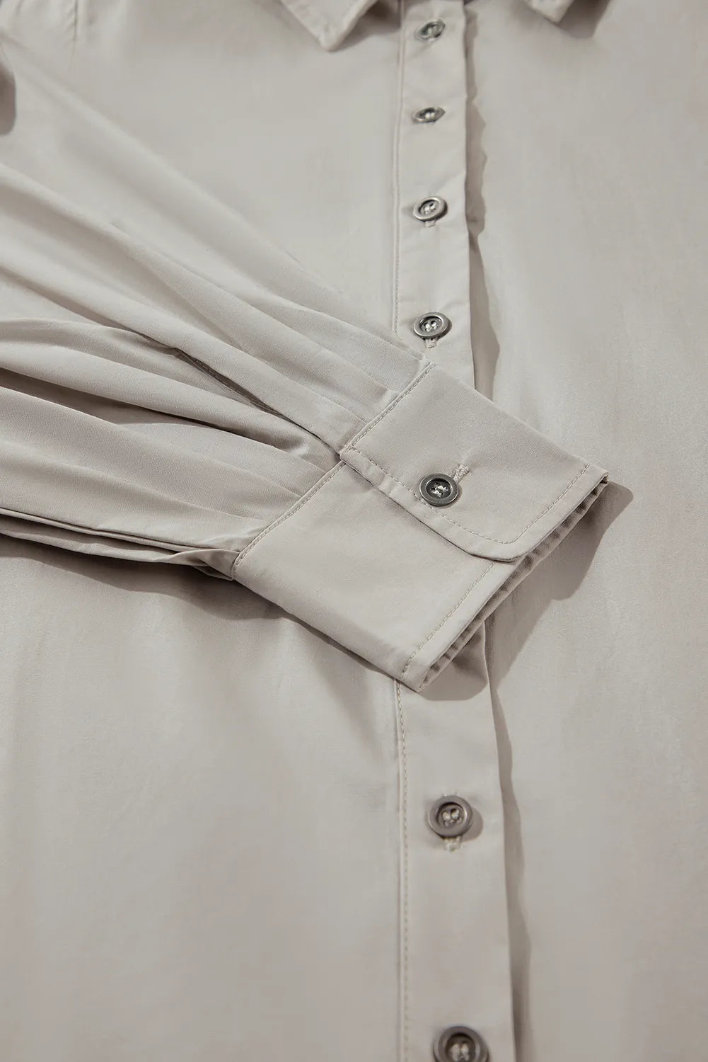 Button Up Lantern Sleeve Shirt - Gray - View 9