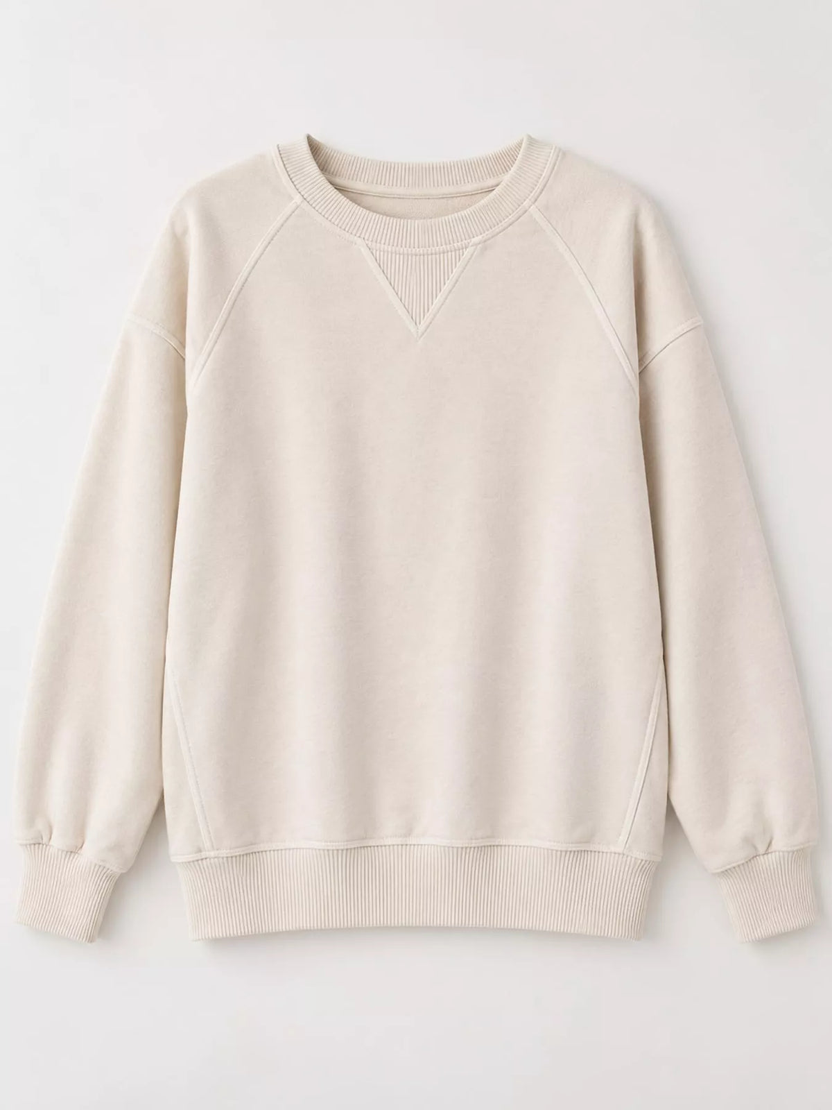 Crew Neck Raglan Sleeve Sweatshirt - Apricot - View 22