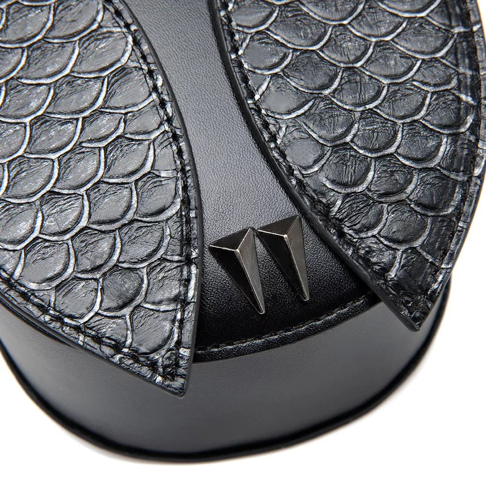 Owl Design Leather Crossbody Bag - Black - View 7