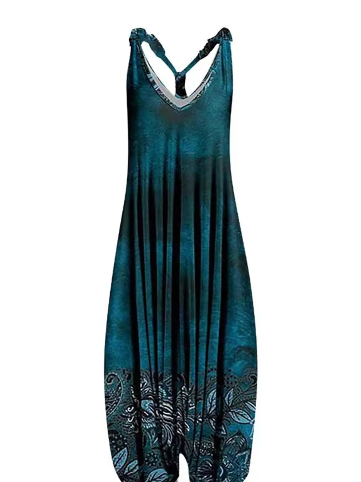 Full Size Printed V-Neck Sleeveless Jumpsuit Plus Size - 27- - View 73