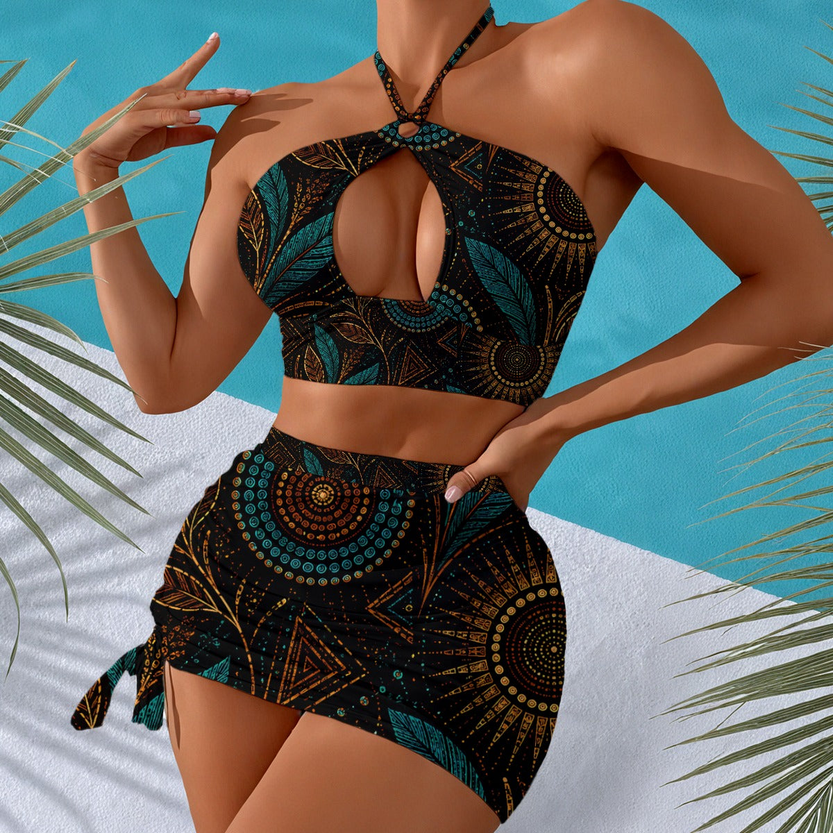 All-Over Print Women's Halter Neck swimming Suit