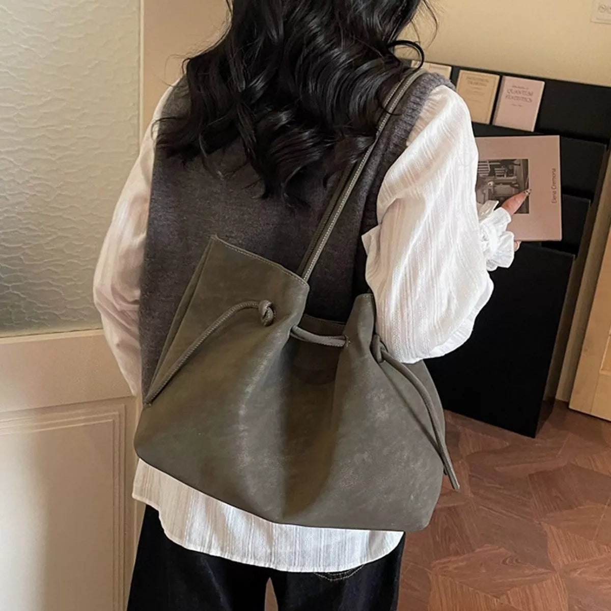 Solid Color Tote Bag - Black Forest - View 4