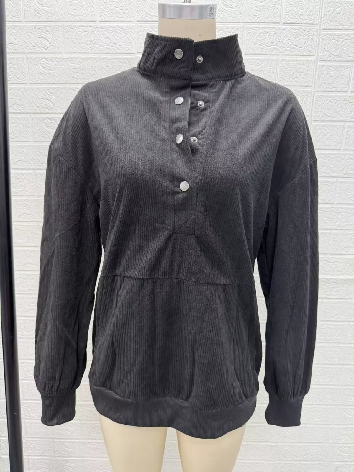 Full Size Quarter-Snap Sweatshirt with Kangaroo Pocket Plus Size - Gray - View 29
