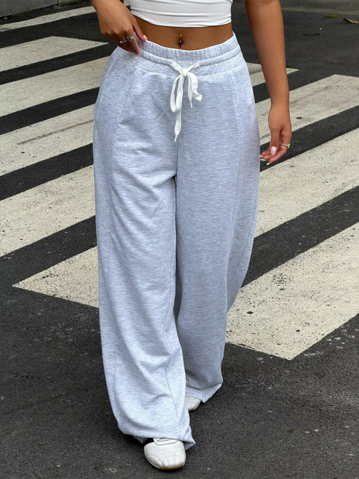 Drawstring Wide-Leg Pants - All Colors - View 1