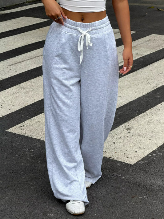 Drawstring Wide-Leg Pants - All Colors - View 1