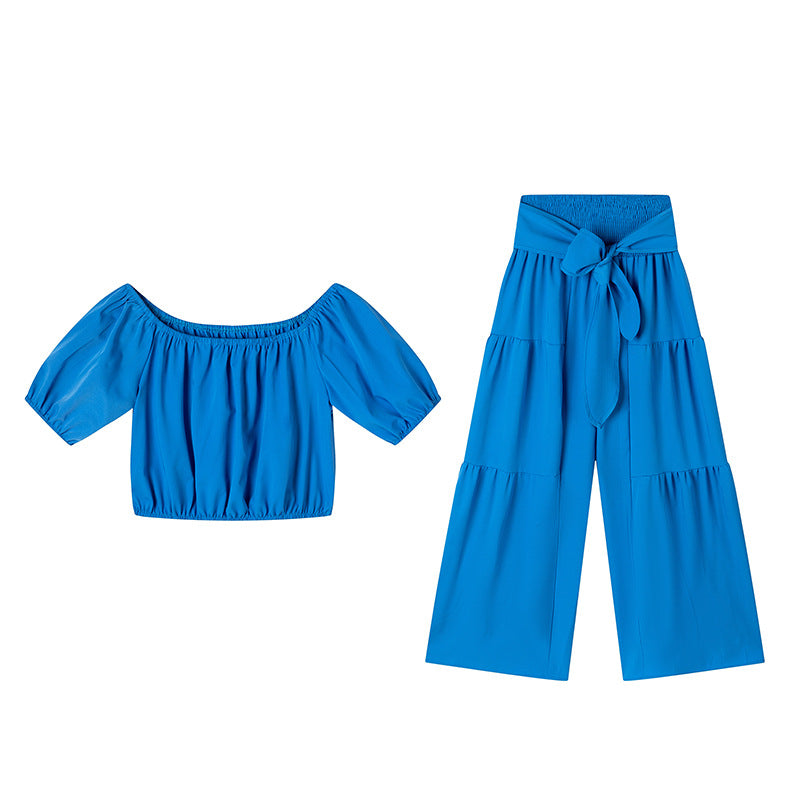 Women's Wide-Leg Trousers, Office High-Waist Solid Color Flare Tapered Pants with Belt, Casual Suit
