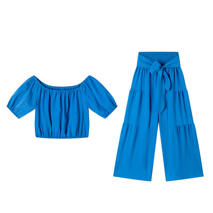 Women's Wide-Leg Trousers, Office High-Waist Solid Color Flare Tapered Pants with Belt, Casual Suit
