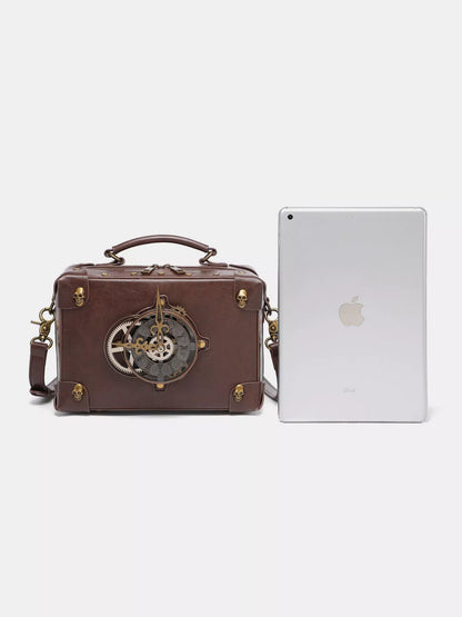 Steampunk Clockwork Design Crossbody Bag - Brown - View 7