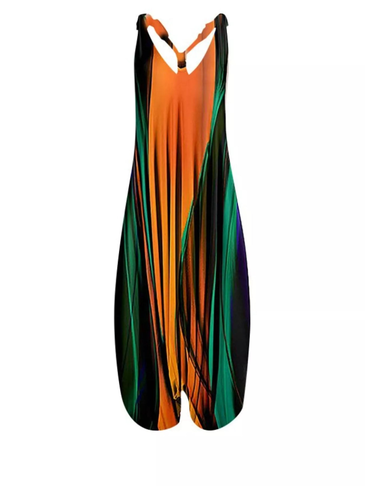 Full Size Printed V-Neck Sleeveless Jumpsuit Plus Size - 10- - View 59
