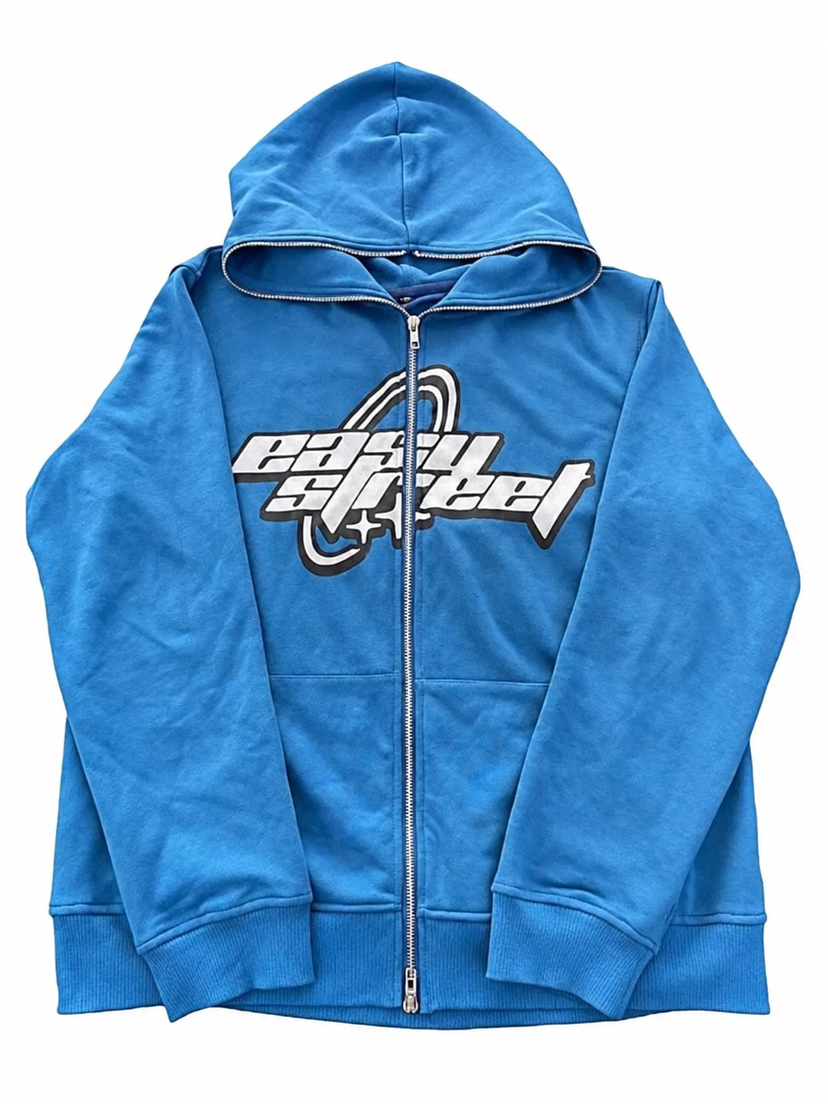 Full Size Letter Graphic Zip Up Hoodie Plus Size - Sky Blue - View 14