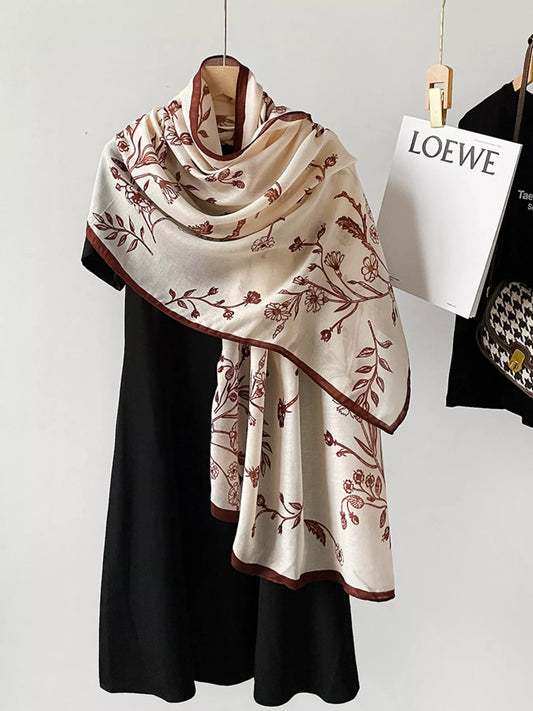 Floral Print Lightweight Scarf - Scarlet - View 2