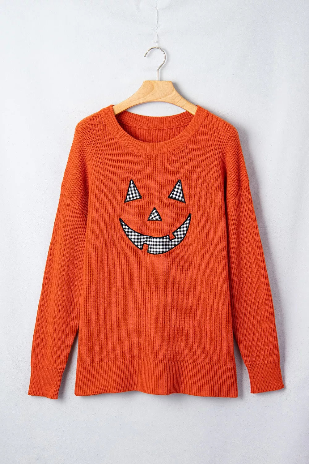 Drop Shoulder Long Sleeve Round Neck Halloween Sweater - Orange - View 12
