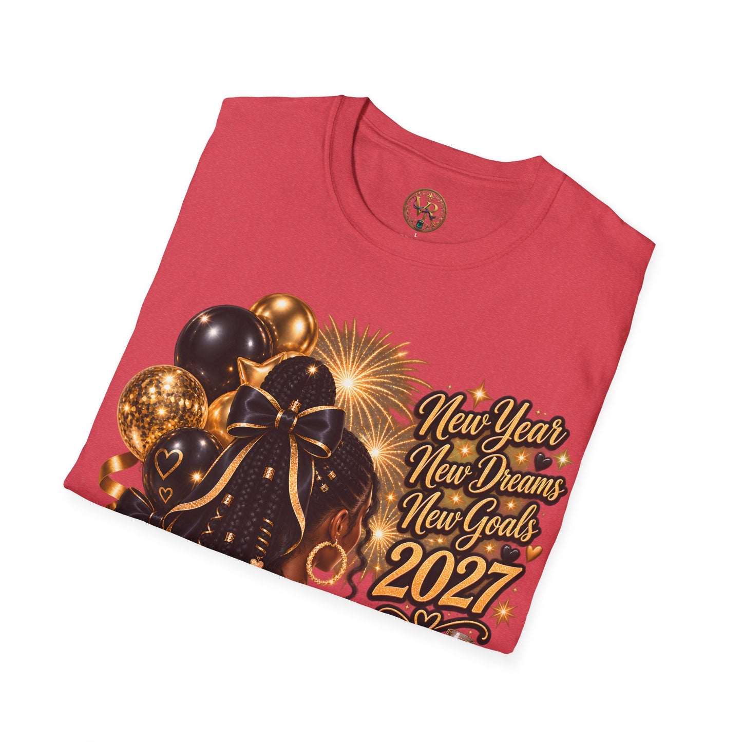 New Year 2027 Celebration Tee - Heather Red - product view 4 - Heather Red