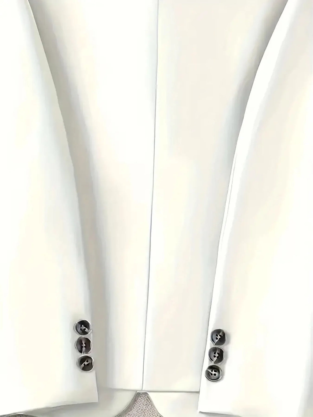 One-Button Blazer with Pockets - White - View 10