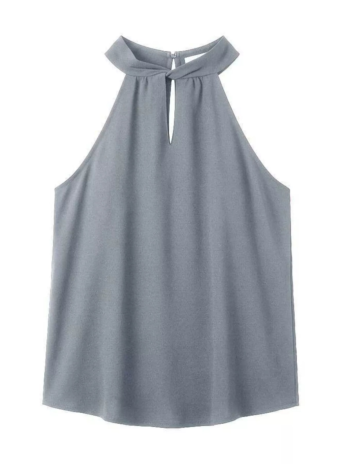 Keyhole Sleeveless Tank - Gray - View 2