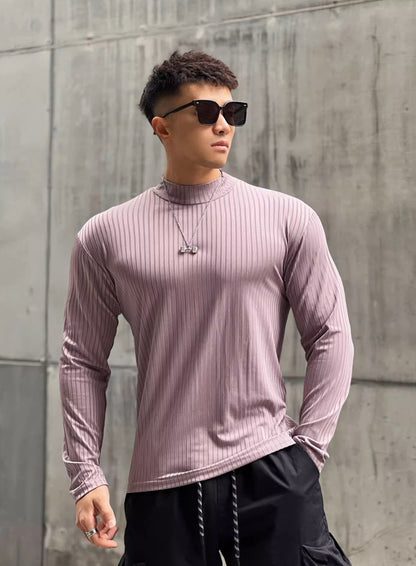 Fall New Long Sleeve Quick-Dry Fitted Shirt for Men Muscle Building, RunningBasketball, High Elasticity Sport T-Shirt