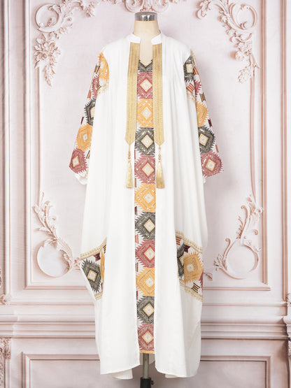 Embroidered bead cardigan two-piece dress set