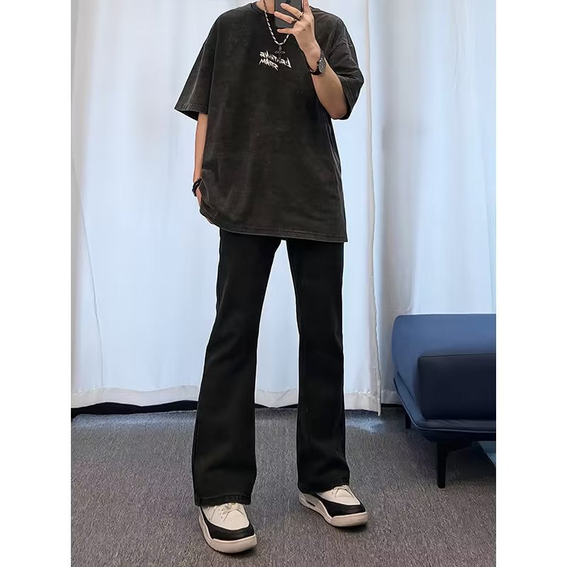 Cleanfit Smoke Gray Jeans Men  Slim Fit Straight Leg Slightly Flared Pants Vintage Vibe Casual Pants