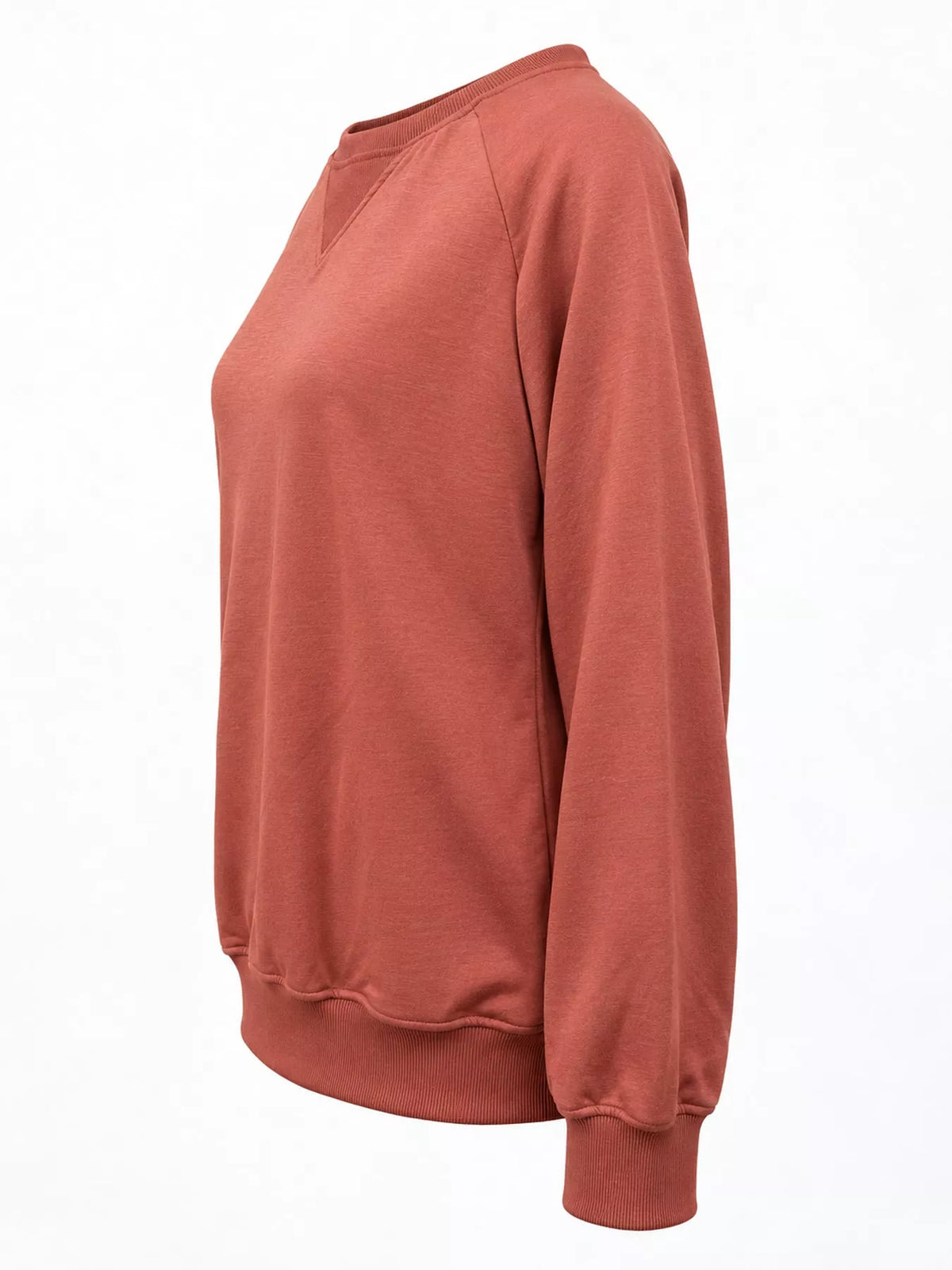Crew Neck Raglan Sleeve Sweatshirt - Rust Red - View 15