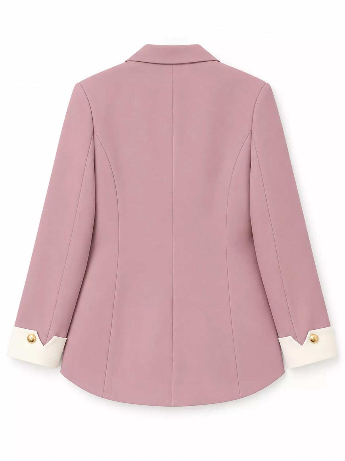 Full Size Single-Breasted Blazer with Gold Button Accents Plus Size - Pink - View 30