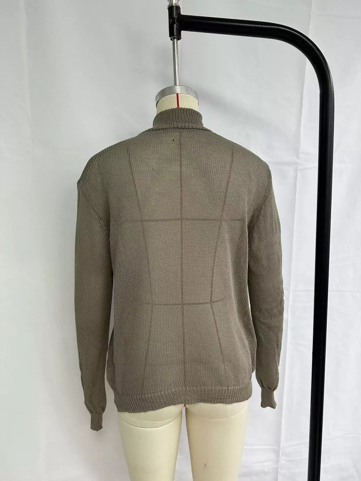Half-Zip Dropped Shoulder Sweater - Coffee Brown - View 3