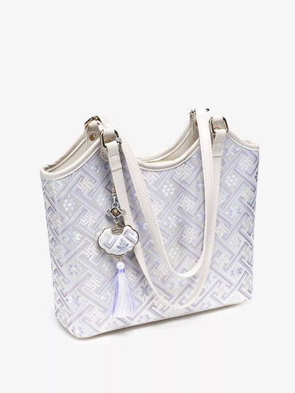Geometric Pattern Shoulder Bag - Pink Purple - View 8