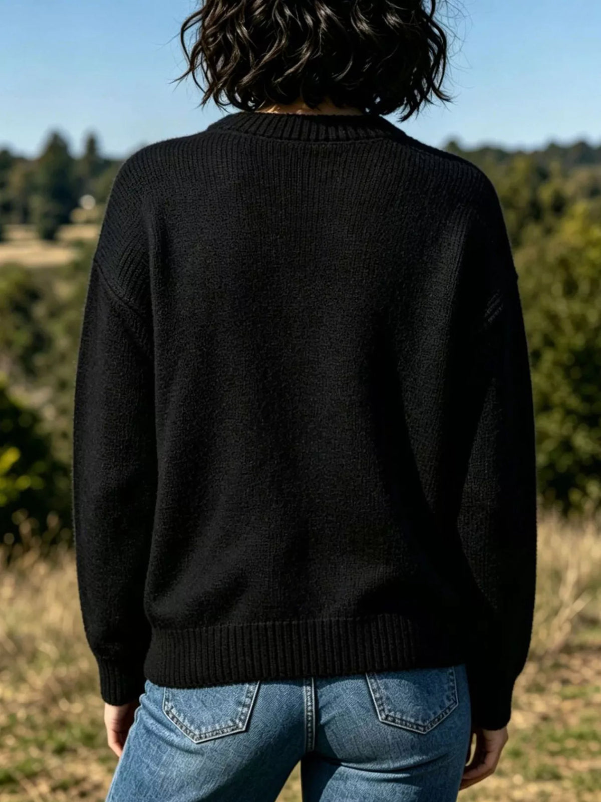 Lobster Graphic Crew Neck Sweater - Black - View 2