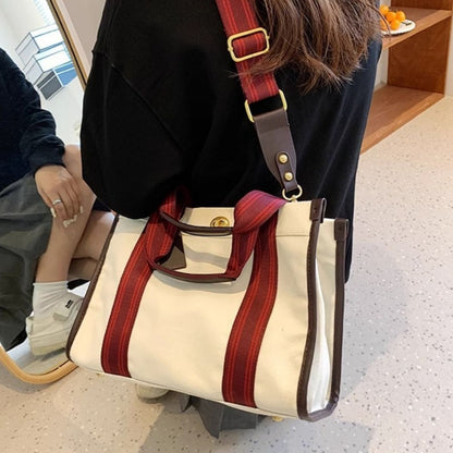 Contrast Canvas Tote Bag - White - View 4