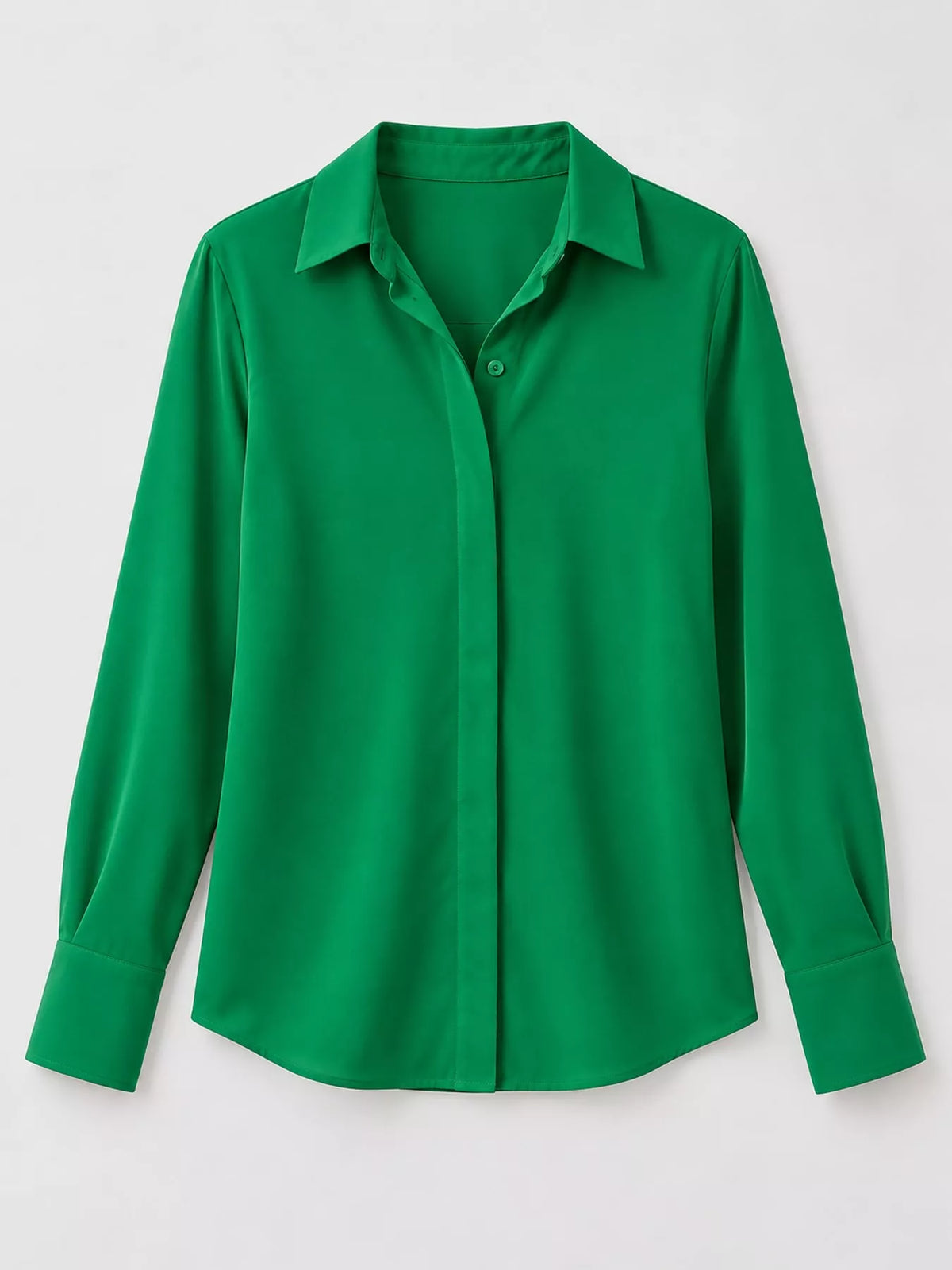 Button Up Long-Sleeve Shirt - Green - View 16