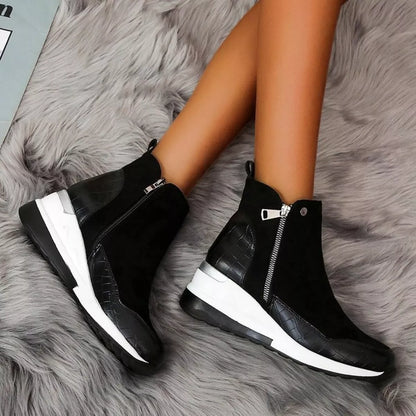 Side Zipper Ankle Boots - Black - View 4
